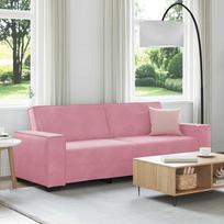 Trivietė sofa, rožinė, 220x78x84 cm, aksomas