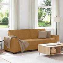 Trivietė sofa, ruda, 220x78x84 cm, aksominė