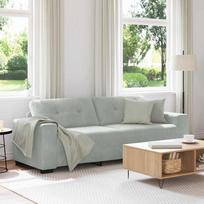 Trivietė sofa, šviesiai pilka, 220x78x80 cm, aksomas