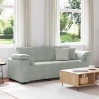 Trivietė sofa, šviesiai pilka, 220x77x82 cm, aksomas