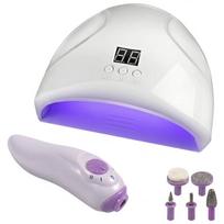 Hibridinis manikiūro rinkinys „2-in-1“: 12 W UV/LED lempa + nagų frezė – profesionalus rinkinys su antgaliais