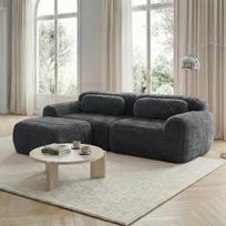 L formos modulinis sofa, 2 vietų, pilkas audinys, 1 vnt