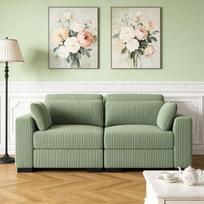 Dvivietė sofa – Minkšta kordoro medžiaga – žalia