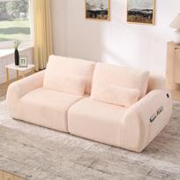 2 vietų sofa, USB įkrovimas, kišenė, rožinė, atsistato 72 val., 1 vnt