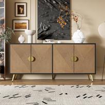 Indauja, keturių durelių, aukso spalvos šlifuotomis rankenomis, 160 x 40 x 75 cm