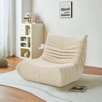 Pufas su atlošu, viengulė sofa, tinka miegamajam ir svetainei, Smėlio spalvos