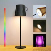 Belaidė LED stalinė lempa, atspari vandeniui, RGB, reguliuojamo aukščio, juoda