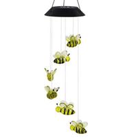 Pakabos dalys, LED Solar Bee vėjo varpeliai | Pakabinamas dekoras namams ir sodui, juodas apvalkalas-material_type:Bee;