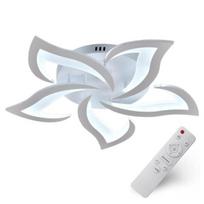 LED lubinis šviestuvas Lotosas 55cm baltas, 72W 6850lm su pulteliu, 3 spalvų keitimas, modernus sietynas