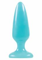 NS NOVELTIES Pleasure Plug Medium TPE Glow-in-the-Dark, Body-Safe, Blue
