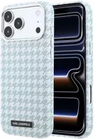 Karl Lagerfeld PU Houndstooth Resin Plate MagSafe dėklas skirtas Apple iPhone 17 Pro Max Mėlyna