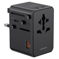 USAMS 4-in-1 Universal Network Adapter Travel Charger T72 65W US/AU/EU/UK black