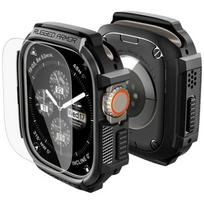 Spigen Rugged Armor  AND  Tempered Glass Case for Apple Watch Ultra 1 / 2 / 3 (49mm) black