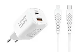 VEGER Phone charger USB-A + Type-C PD Super Charge PPS 100W + 240W Type-C to Type-C data cable TR150 white