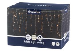 Lempučių girlianda Finnlumor, 12 m, šiltai balta sp., 600 LED, Skaidri sp./Balta sp.