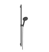 Hansgrohe Raindance Alive Select S – dušo komplektas: rankinis dušas, stovas ir žarna, 3 srovių tipai, EcoSmart, chromas, šlifuotas juodas 24603340