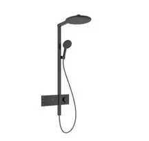 Hansgrohe Raindance Alive S – dušo rinkinys su termostatu, skersmuo 30 cm, 3 srovių tipai, chromuotas, šlifuotas juodas 24595340