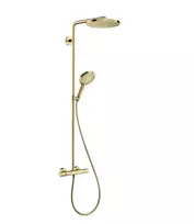 Hansgrohe Raindance S – dušo komplektas su termostatu, skersmuo 24 cm, 3 srovių tipai, EcoSmart, poliruotas auksinis paviršius 28823990