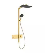 Hansgrohe Raindance Alive Q – dušo rinkinys su termostatu, 21x34 cm, 3 srovių tipai, EcoSmart, poliruotas auksinis 24591990