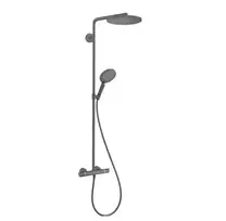 Hansgrohe Raindance S – dušo rinkinys su termostatu, skersmuo 24 cm, 3 srovių tipai, EcoSmart, chromas, šlifuotas juodas 28823340