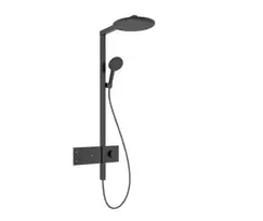 Hansgrohe Raindance Alive S – dušo rinkinys su termostatu, skersmuo 30 cm, 3 srovių tipai, EcoSmart, chromas, šlifuotas juodas 24583340