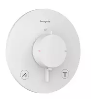 Hansgrohe Ecostat Comfort S – į sieną įmontuojamas termostatinis maišytuvas, skirtas 2 vartotojams, matinis baltas 33715700