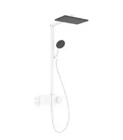Hansgrohe Raindance Alive Q – dušo rinkinys su termostatu, 21x34 cm, 3 srovių tipai, matinis baltas 24590700