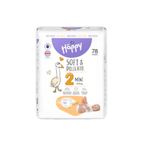 HAPPY sauskelnės MINI, 3–6 kg, bekvapės, 78 vnt.