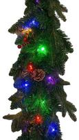 Kalėdinė dekoracija Dirbtinių eglių šakų girlianda Finnlumor su LED apšvietimu, 150 cm, 500 cm, žalia sp.