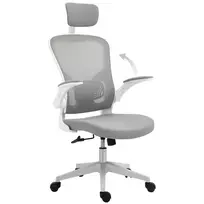 Ergonominė biuro kėdė su supimo funkcija, juosmens atrama, galvos atlošas - pilka 65 x 64 x 114-122 cm