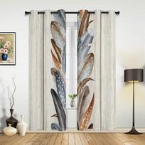 Retro plunksnų medžio rašto prabangi langų užuolaida svetainei, miegamajam, namų dekoravimui, virtuvei langų užuolaidoms 135W x 60H(cm) x1 gray