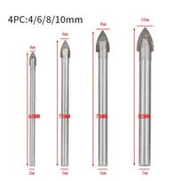 3-14mm Glass Drill Bit Set Tungsten Carbide Tipped Ceramic Tile Cutter with 1/4  Hex Shank Power Tools Accessories 4pc