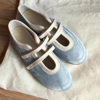 Sheepskin version~ Velcro shallow mouth sports flat ballet shoes women's fashion versatile blue leather Mary Jane single shoes 35