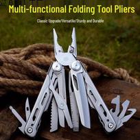 Multi-Tool Tiger Pliers: Outdoor Mini Screwdriver, Knife, Saw, Bottle Opener, Keychain Upgraded Multi-function Folding Pliers (Black)