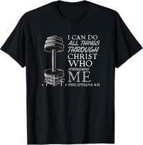 Can Do All Things Weightlifter Christian Gym Bible Verse Printed Tshirt Unisex Simple Fashion Casual Cotton T Shirts Camisetas S
