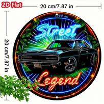 DORA Tin Sign Vintage Muscle Car Metal Tin Sign Retro Neon Wall Art Decor 20x20cm(8x8inch)