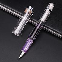 9 Colors Piston Fountain Pen EF/F Nib Plastic Ink Pen Silver Clip Business PK JINHAO Majohn Stationery School Office Supplies (Clear,EF) gryna