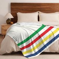 Hudson Bay Ypač minkštas vilnos pledas - Keturis sezonus tinkamas prabangus dryžuotas dizainas Patogus flanelinis lovos uždangalas Tinka sofai 130cmx150cm