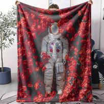 Astronaut in Roses Flowers Throw Soft Flannel AC Blanket Lightweight Summer Nap Throw Cozy  Blanket for Sofa Bed Travel Home 75x90cm