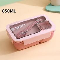1pcs Lunch Box Portable Lunch Bags for Children School Office Bento Box with Tableware  Complete Kit Microwavable Heating rožinė