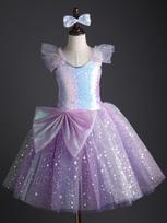 Kids Ballet Dress Little Swan Sequined Fluffy Gauze Princess Performance Costume 100 violetinė