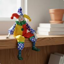 Dangling Leg Clown Ornament Gift Idea Ceramic Doll Carnival Style Home Decor for Display