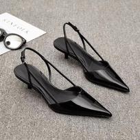 Pointed Toe High Heel Pumps Peep Toe Sandals Flip Flops Slides Summer Fashion Party Dress Shoes for Women 34 juoda