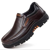 100% Genuine Soft Cow Leather Slip On Loafers Thick Sole Casual Business Footwear for Men 39 ruda