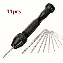 11Pcs/49Pcs Hand Drill Bit Set, High-Speed Steel ABS Rotary Drill Bits, Suitable For Wood, Plastic, Rubber, Handmade Crafts 11Pcs