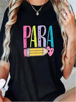 Colorful PARA Teacher - Paraprofessional Cute Pencil T-Shirt Cotton Shirt_1ww S įvairiaspalvis