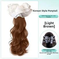 Elegant Ballet Skirt Scrunchie Hair Piece with Grab Clip Long Wavy Layered Ponytail  For Women šviesiai ruda spalva