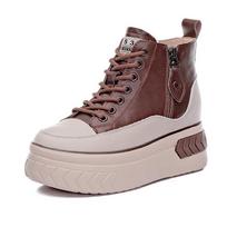 Genuine Leather 8cm Height Increasing Spring Autumn Womens Fashion Sneakers Platform Brand Casual Walking Shoes for Ladies Daily Outdoor Wear 34 ruda