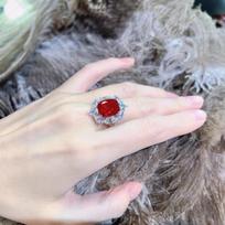 Luxurious Adjustable Ruby Ring for Women - Elegant Design with Brilliant Gemstones Open Adjustable