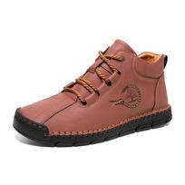 Men's Plus Size Handmade Stitching Work Boots - Flat Lace-up Casual Shoes 42